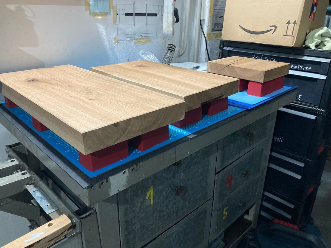 Woodworking 101 - wooden shelves and an oak tool base